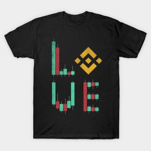 Vintage LOVE Stock Chart Binance BNB Coin Valentine Crypto Token Cryptocurrency Blockchain Wallet Birthday Gift For Men Women Kids T-Shirt